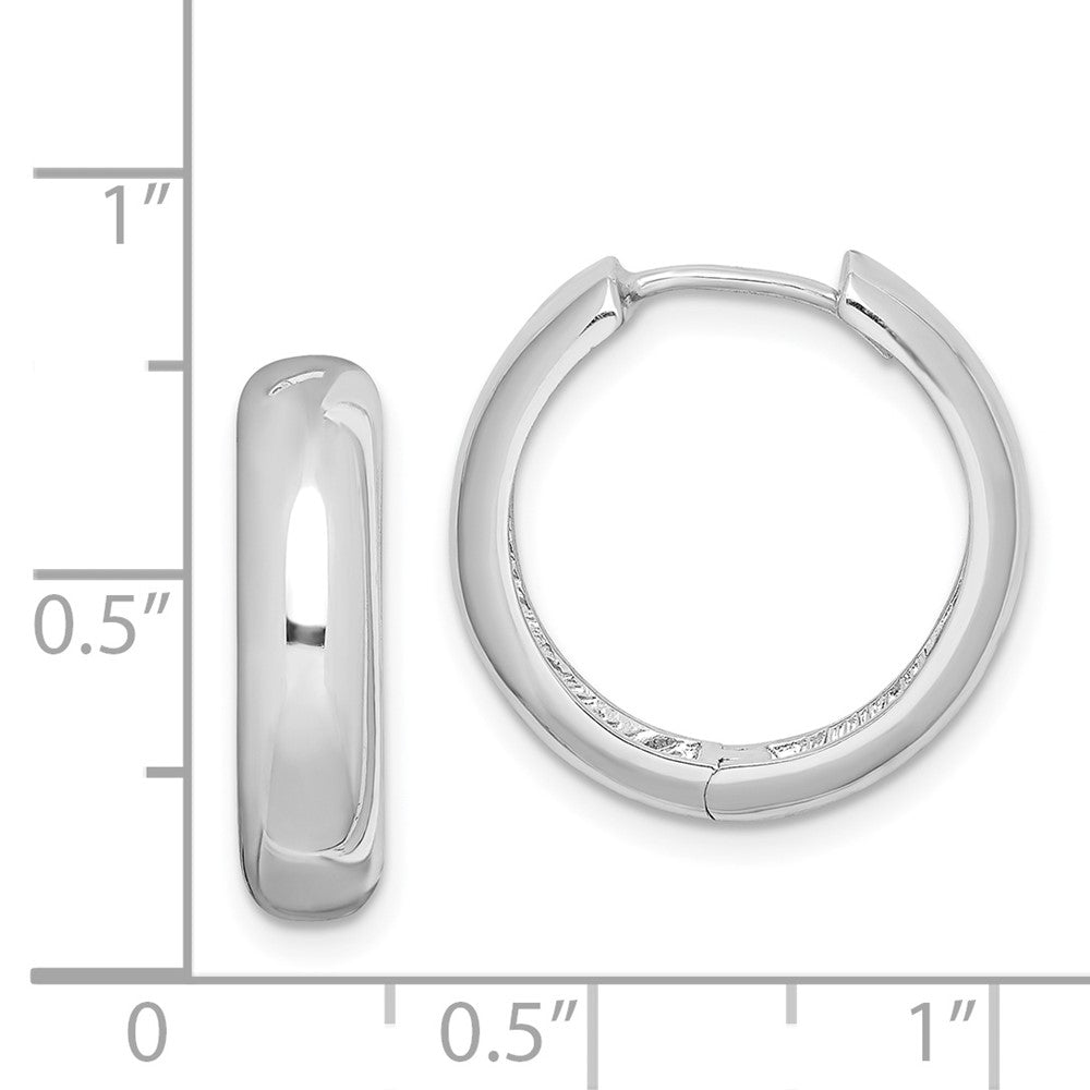 Rhodium-plated Sterling Silver Hinged Hoop Earrings