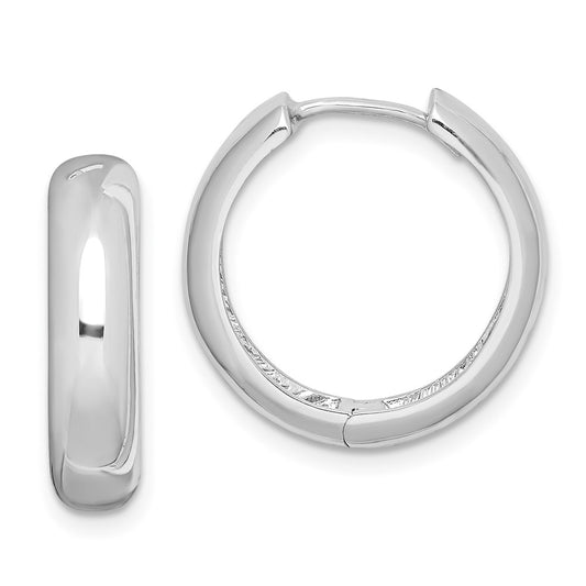 Rhodium-plated Sterling Silver Hinged Hoop Earrings