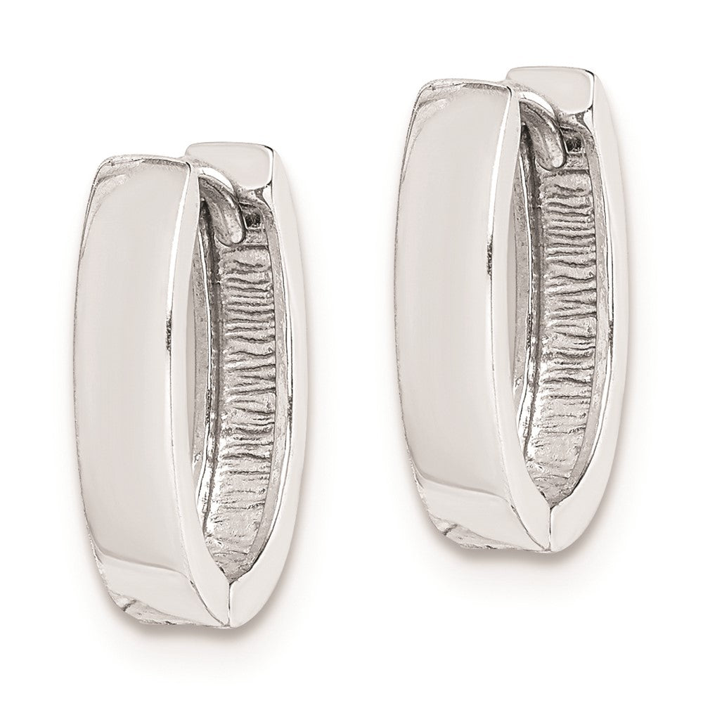 Rhodium-plated Sterling Silver Hinged Hoop Earrings