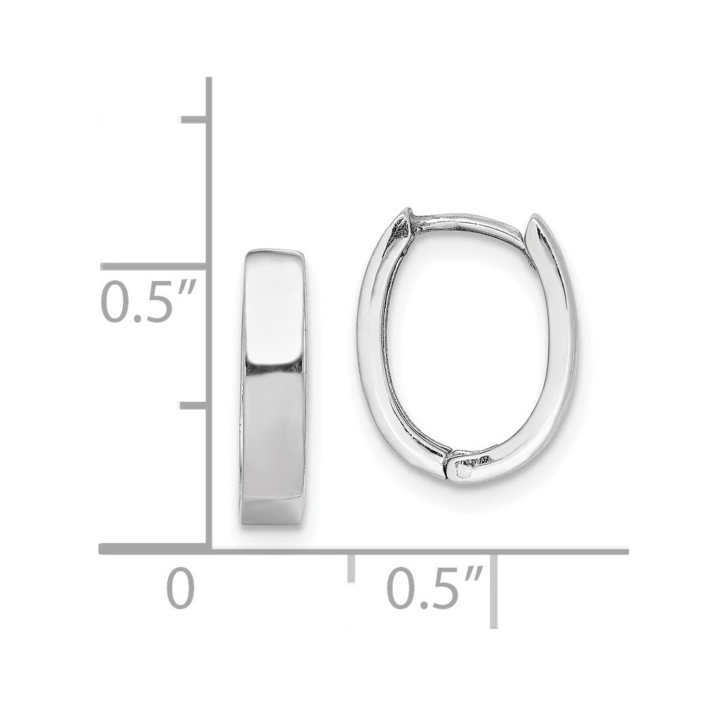 Rhodium-plated Sterling Silver Hinged Hoop Earrings