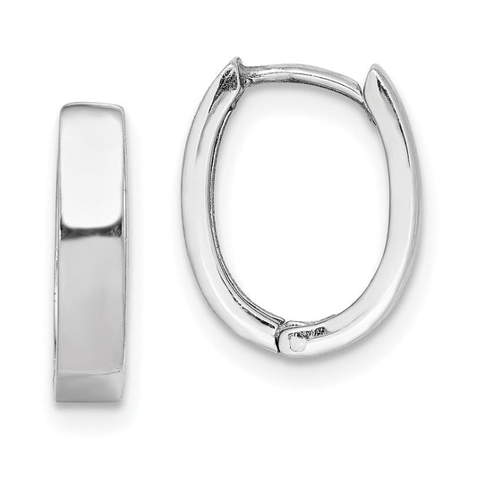 Rhodium-plated Sterling Silver Hinged Hoop Earrings
