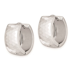 Rhodium-plated Sterling Silver Patterned Hinged Hoop Earrings