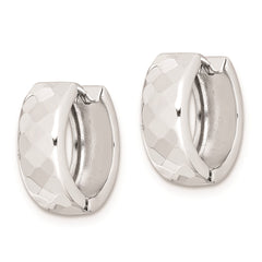 Rhodium-plated Sterling Silver Patterned Hinged Hoop Earrings