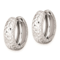 Rhodium-plated Sterling Silver Diamond-cut Hoop Earrings