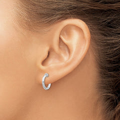 Rhodium-plated Silver Polish 2x10mm Non-Pierced Hoop Earrings