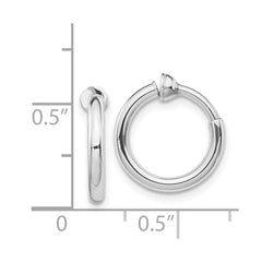 Rhodium-plated Silver Polish 2x10mm Non-Pierced Hoop Earrings