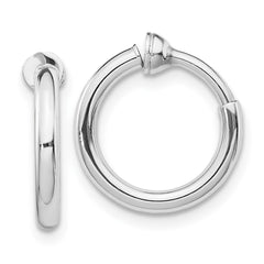 Rhodium-plated Silver Polish 2x10mm Non-Pierced Hoop Earrings