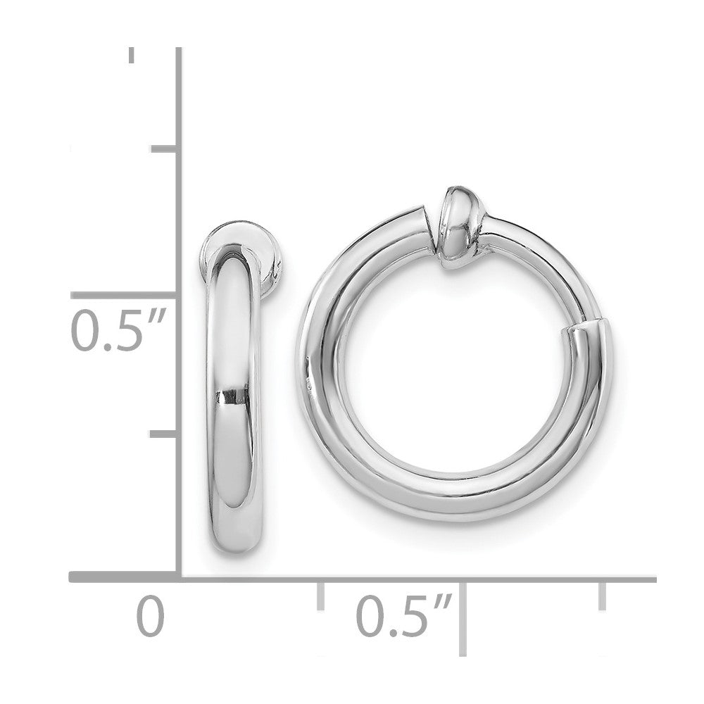 Rhodium-plated Silver 2.5x10mm Non-Pierced Hoop Earrings