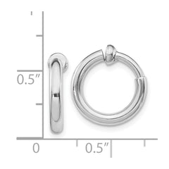 Rhodium-plated Silver 2.5x10mm Non-Pierced Hoop Earrings