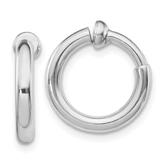 Rhodium-plated Silver 2.5x10mm Non-Pierced Hoop Earrings