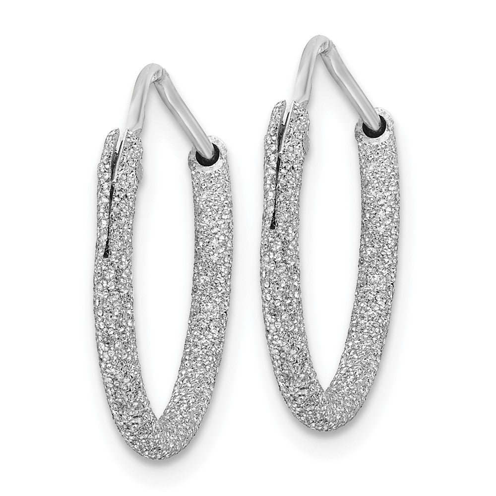 Rhodium-plated Sterling Silver Laser Cut 2mm Endless Hoop Earrings