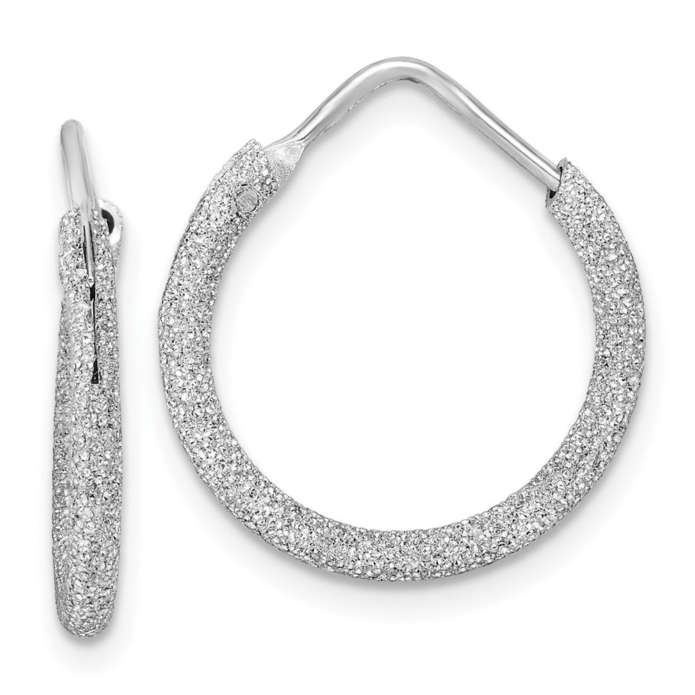 Rhodium-plated Sterling Silver Laser Cut 2mm Endless Hoop Earrings