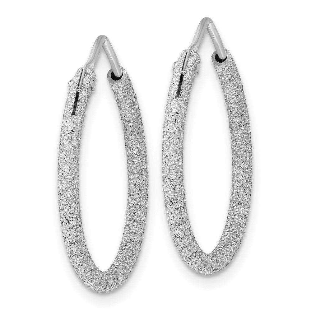 Rhodium-plated Sterling Silver Laser Cut 2mm Endless Hoop Earrings