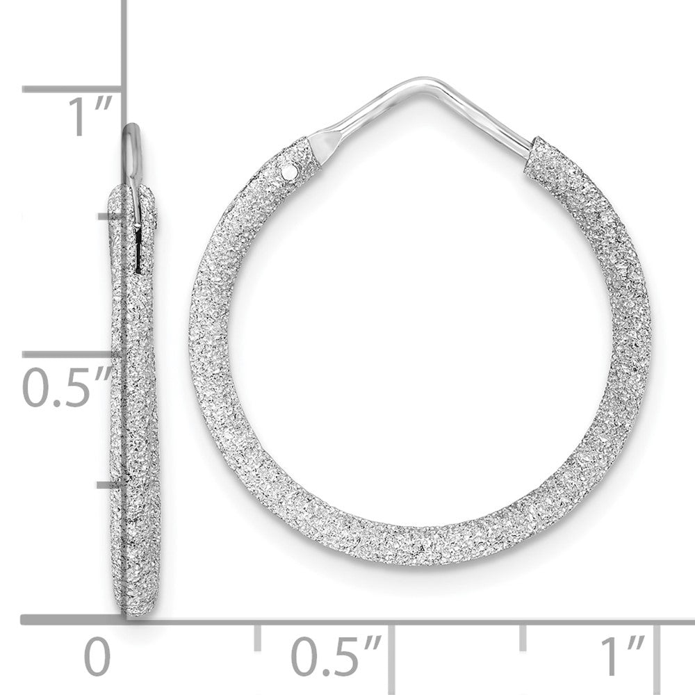 Rhodium-plated Sterling Silver Laser Cut 2mm Endless Hoop Earrings