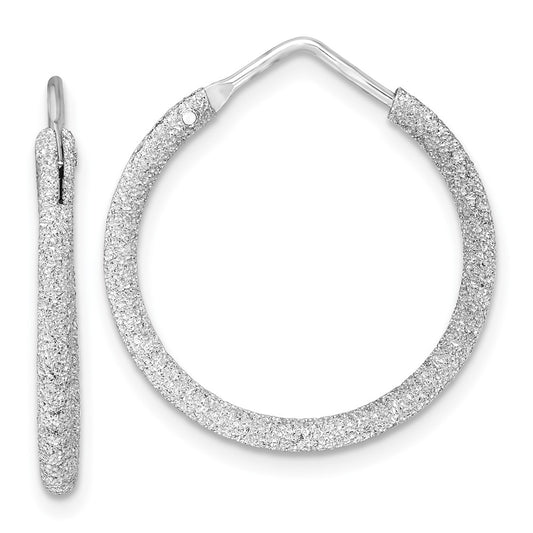 Rhodium-plated Sterling Silver Laser Cut 2mm Endless Hoop Earrings