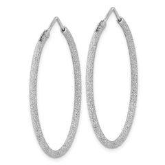 Rhodium-plated Sterling Silver Laser Cut 2mm Endless Hoop Earrings