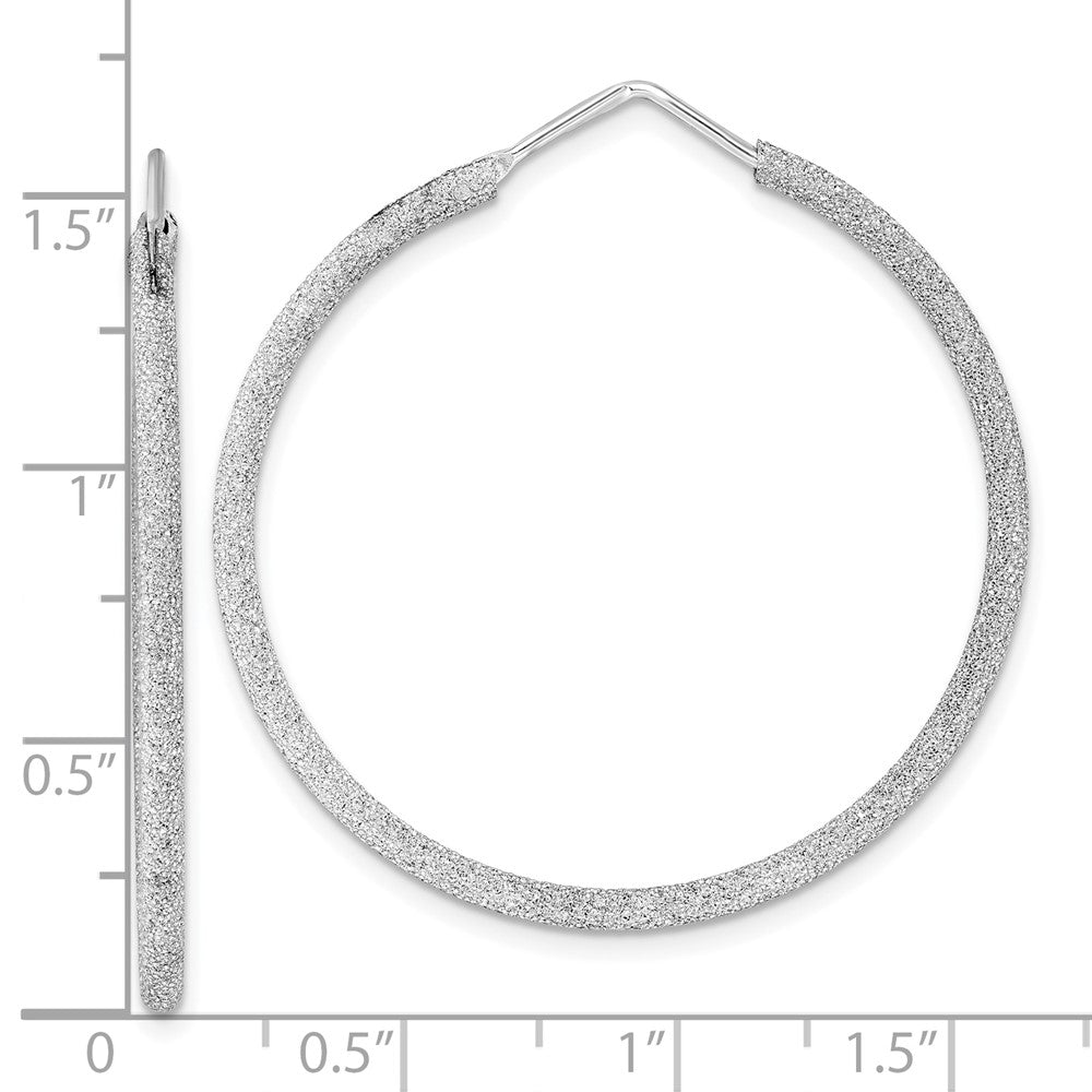 Rhodium-plated Sterling Silver Laser Cut 2mm Endless Hoop Earrings