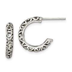 Sterling Silver Antique Post Hoop Earrings