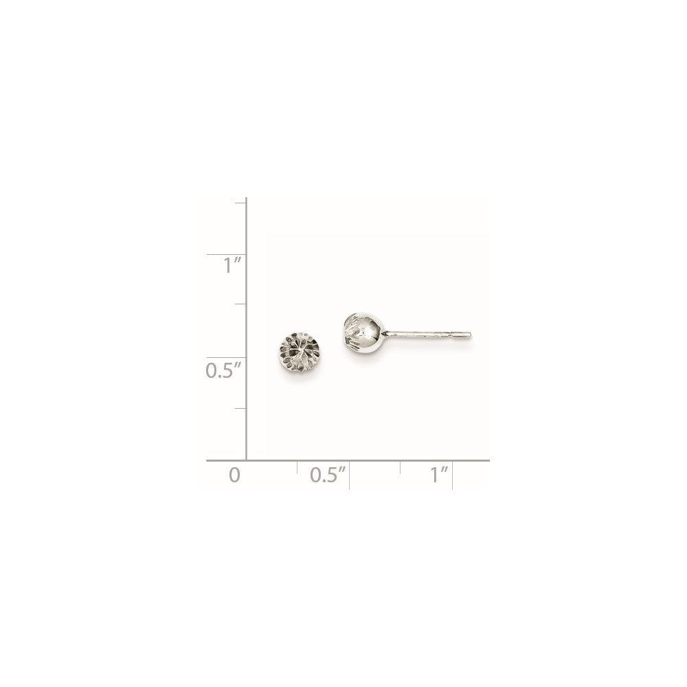 Rhodium-plated Sterling Silver 5mm Diamond-cut Post Earrings