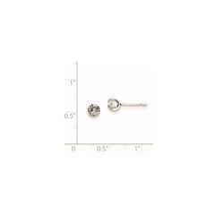 Rhodium-plated Sterling Silver 5mm Diamond-cut Post Earrings