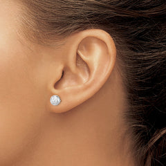 Rhodium-plated Sterling Silver 7mm Diamond-cut Post Earrings