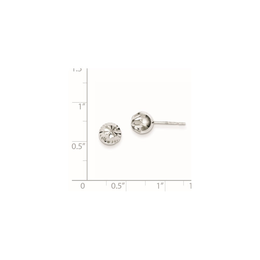 Rhodium-plated Sterling Silver 7mm Diamond-cut Post Earrings