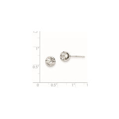 Rhodium-plated Sterling Silver 7mm Diamond-cut Post Earrings