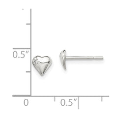 Sterling Silver Heart with CZ Post Earrings