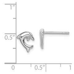 Rhodium-plated Sterling Silver Dolphin Post Earrings