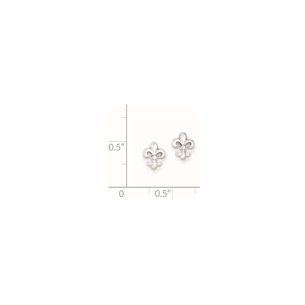 Rhodium-plated Sterling Silver Fleur de lis Post Earrings