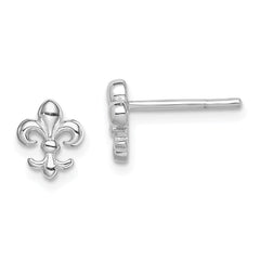 Rhodium-plated Sterling Silver Fleur de lis Post Earrings