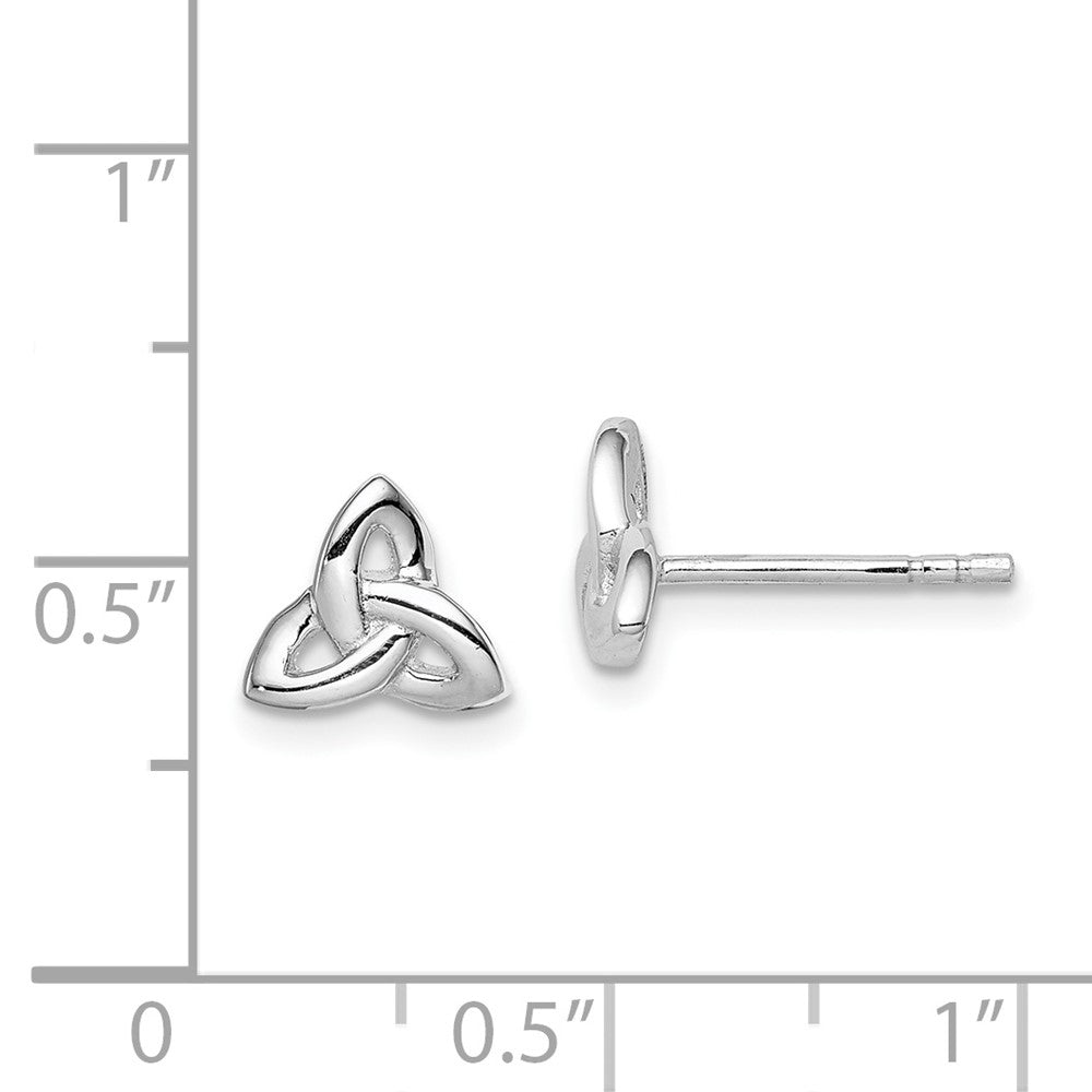 Rhodium-plated Sterling Silver Trinity Symbol Post Earrings