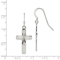 Sterling Silver Cross Shepherd Hook Earrings