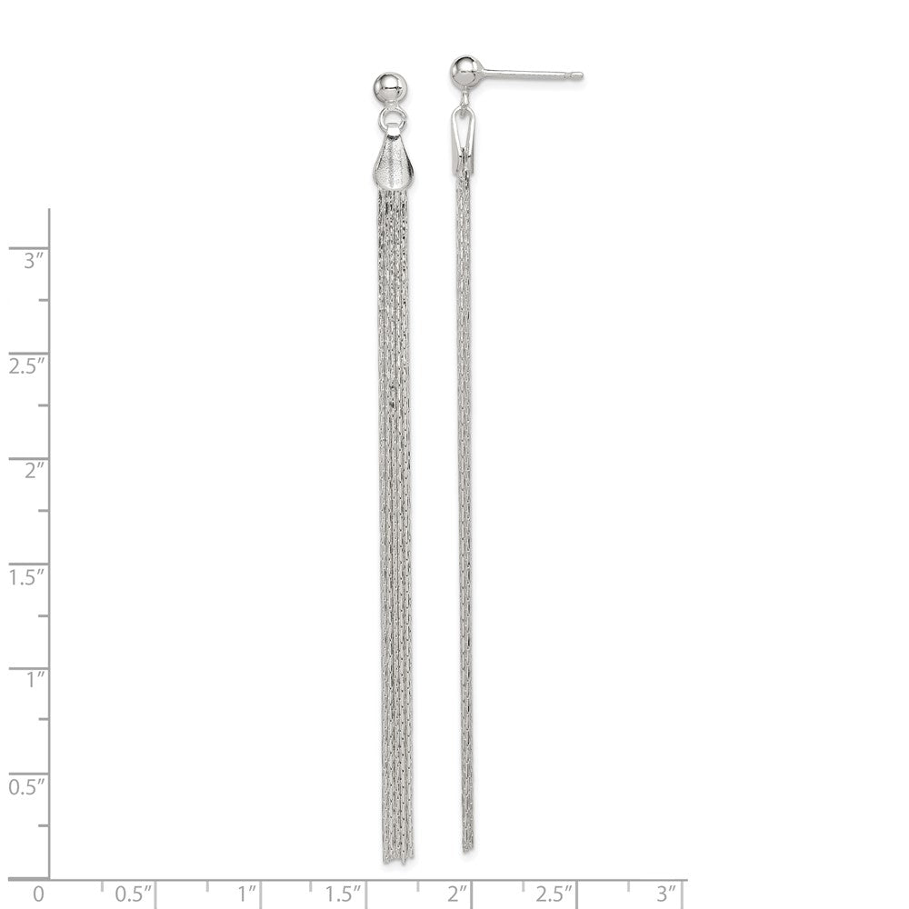 Sterling Silver Long Linear Fancy Dangle Post Earrings
