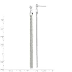 Sterling Silver Long Linear Fancy Dangle Post Earrings