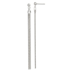 Sterling Silver Long Linear Fancy Dangle Post Earrings