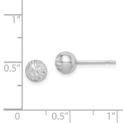 Rhodium-plated Sterling Silver Diamond-cut 6mm Ball Post Earrings