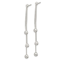 Sterling Silver Polished Bead Post Dangle Earrings