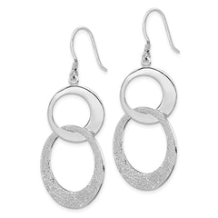Sterling Silver Textured Polished Interlocking Circles Earrings