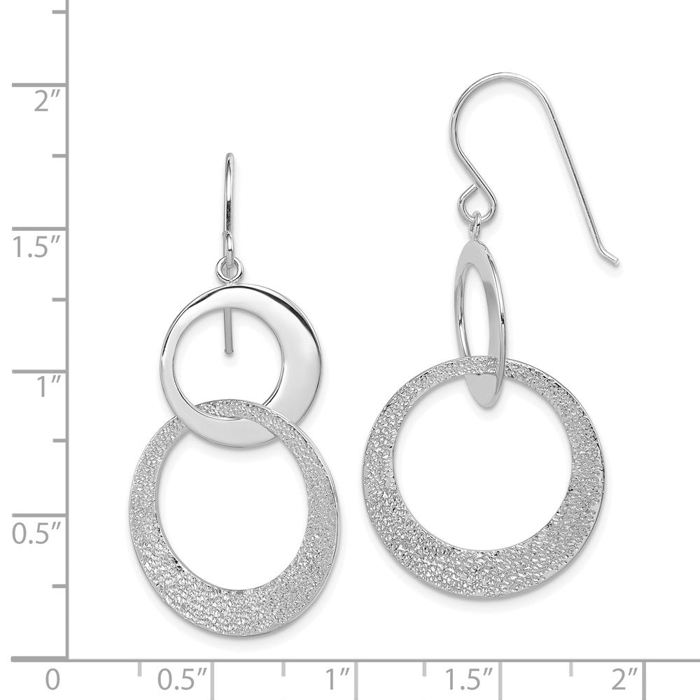 Sterling Silver Textured Polished Interlocking Circles Earrings