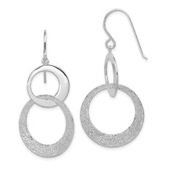 Sterling Silver Textured Polished Interlocking Circles Earrings