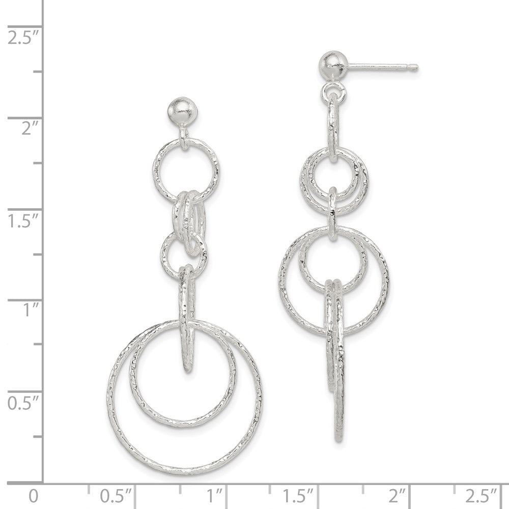 Sterling Silver Textured Circle Post Dangle Earrings