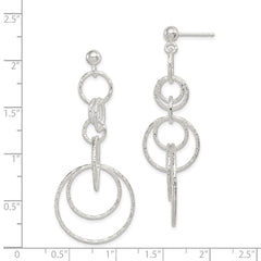 Sterling Silver Textured Circle Post Dangle Earrings