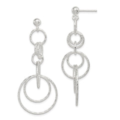 Sterling Silver Textured Circle Post Dangle Earrings