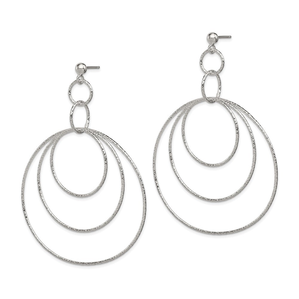 Sterling Silver Textured Circles Post Dangle Earrings