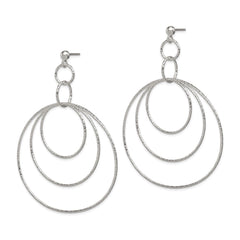 Sterling Silver Textured Circles Post Dangle Earrings