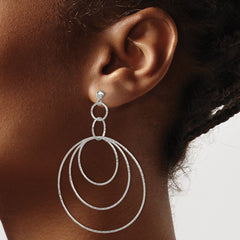 Sterling Silver Textured Circles Post Dangle Earrings