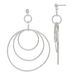 Sterling Silver Textured Circles Post Dangle Earrings