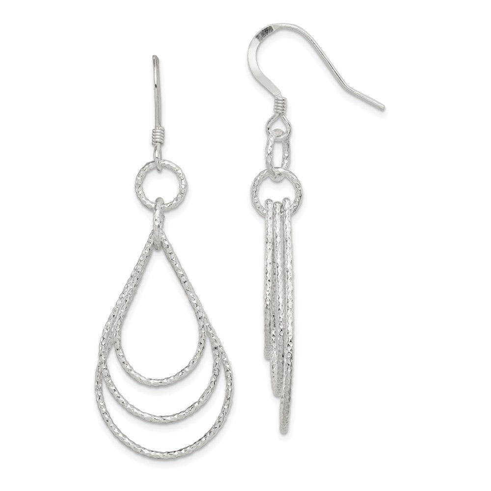 Sterling Silver Textured Shapes Dangle Earrings