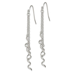 Sterling Silver Wind Chime Spirals Dangle Shepherd Hook Earrings